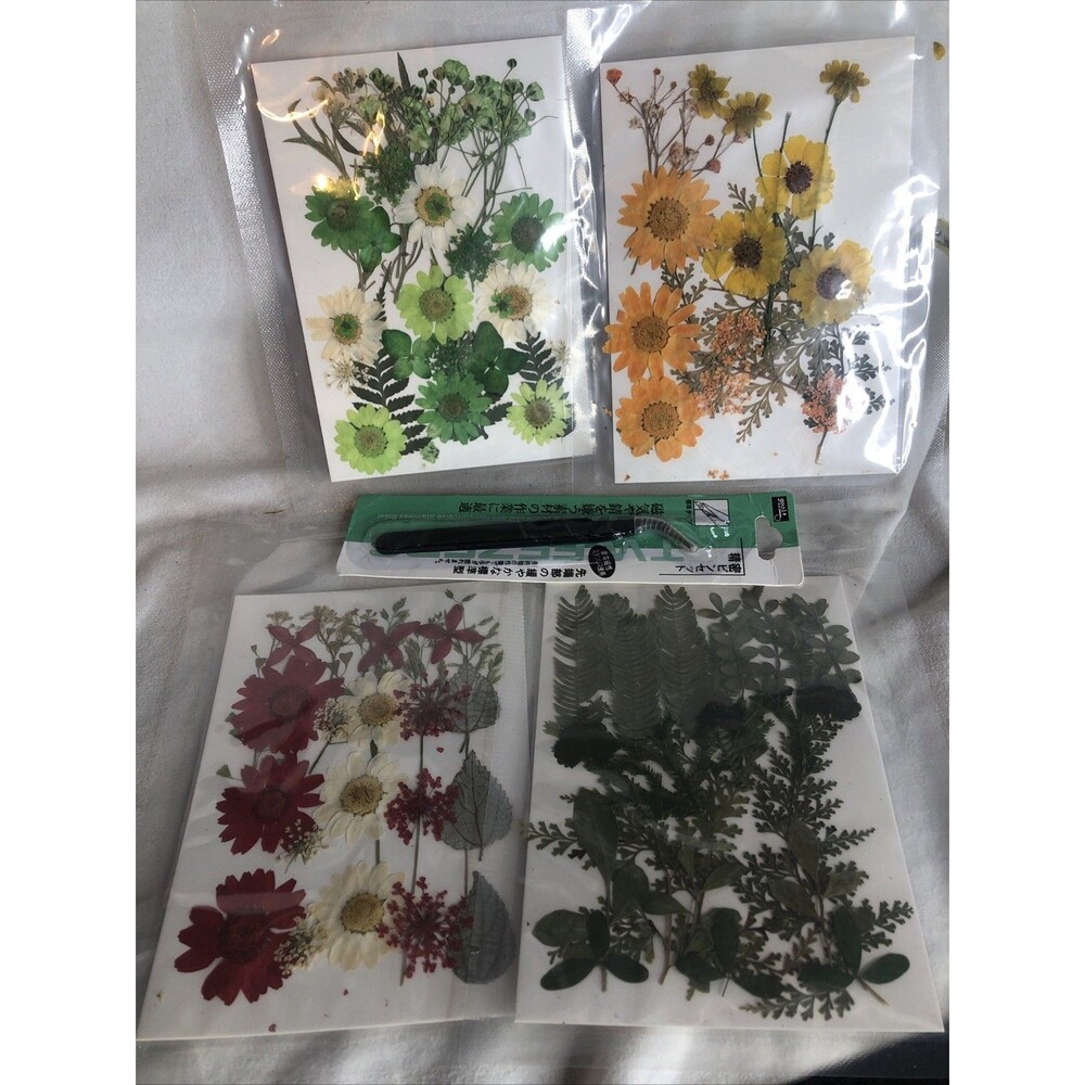 91Pcs Natural Pressed Flowers, Dried Flowers Natural W/tweezers for Resin Mold